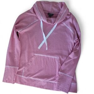 Nomadic Traders Nautical Red White Stripe Pullover Kangaroo Pocket Light Hoodie